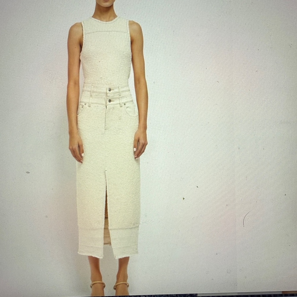 Jonathan Simkhai Cream Textured Sleeveless Top
